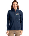 Fresno State Bulldogs Cutter & Buck Adapt Eco Knit Stretch Recycled Womens Half Zip Pullover Navy Blue Front Thumbnail Image