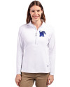 Memphis Tigers Cutter & Buck Adapt Eco Knit Stretch Recycled Womens Half Zip Pullover White Front Thumbnail Image