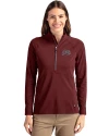 Montana Grizzlies Cutter & Buck Adapt Eco Knit Stretch Recycled Womens Half Zip Pullover Bordeaux Front Thumbnail Image