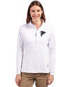 Atlanta Falcons Cutter & Buck Adapt Eco Knit Stretch Recycled Womens Half Zip Pullover White Front Thumbnail Image