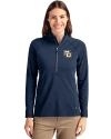 Marquette Golden Eagles Cutter & Buck Adapt Eco Knit Stretch Recycled Womens Half Zip Pullover Navy Blue Front Thumbnail Image