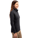 Northwestern Wildcats Cutter & Buck Adapt Eco Knit Stretch Recycled Womens Half Zip Pullover Black Side Thumbnail Image