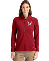 Eastern Washington Eagles Cutter & Buck Adapt Eco Knit Stretch Recycled Womens Half Zip Pullover Cardinal Red Front Thumbnail Image
