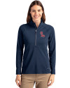 Ole Miss Rebels Cutter & Buck Adapt Eco Knit Stretch Recycled Womens Half Zip Pullover Navy Blue Front Thumbnail Image