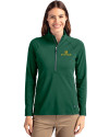 Notre Dame Fighting Irish Cutter & Buck Adapt Eco Knit Stretch Recycled Womens Half Zip Pullover Hunter Green Front Thumbnail Image