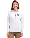 North Carolina Tar Heels Cutter & Buck Adapt Eco Knit Stretch Recycled Womens Half Zip Pullover White Front Thumbnail Image