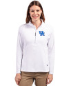 Kentucky Wildcats Cutter & Buck Adapt Eco Knit Stretch Recycled Womens Half Zip Pullover White Front Thumbnail Image