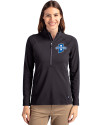 Indiana State Sycamores Cutter & Buck Adapt Eco Knit Stretch Recycled Womens Half Zip Pullover Black Front Thumbnail Image