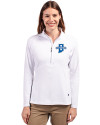 Indiana State Sycamores Cutter & Buck Adapt Eco Knit Stretch Recycled Womens Half Zip Pullover White Front Thumbnail Image