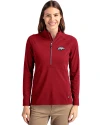 Arkansas Razorbacks Cutter & Buck Adapt Eco Knit Stretch Recycled Womens Half Zip Pullover Cardinal Red Front Thumbnail Image