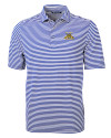 North Carolina A&T Aggies Cutter & Buck Virtue Eco Pique Stripe Recycled Mens Polo Tour Blue Mannequin Thumbnail Image
