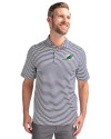 Miami Dolphins Cutter & Buck Virtue Eco Pique Stripe Recycled Mens Polo Navy Blue Front Thumbnail Image