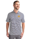 Cal Golden Bears Cutter & Buck Virtue Eco Pique Stripe Recycled Mens Polo Navy Blue Front Thumbnail Image