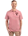 View image 4: Louisville Cardinals Cutter & Buck Virtue Recycled Stripe Featherlight Pique Mens Polo Cardinal Red Front