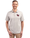 Lamar Cardinals Cutter & Buck Virtue Eco Pique Stripe Recycled Mens Polo Polished Medium Gray Front Thumbnail Image