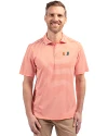 Miami Hurricanes Cutter & Buck Virtue Eco Pique Stripe Recycled Mens Polo College Orange Front Thumbnail Image