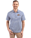 Pepperdine Waves Cutter & Buck Virtue Eco Pique Stripe Recycled Mens Polo Tour Blue Front Thumbnail Image