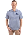 View image 10: Creighton Bluejays Cutter & Buck Virtue Recycled Stripe Featherlight Pique Mens Polo Tour Blue Front