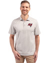 Tampa Bay Buccaneers Cutter & Buck Virtue Eco Pique Stripe Recycled Mens Polo Polished Medium Gray Front Thumbnail Image