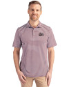 Montana Grizzlies Cutter & Buck Virtue Eco Pique Stripe Recycled Mens Polo Bordeaux Front Thumbnail Image