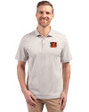 Cincinnati Bengals Cutter & Buck Virtue Eco Pique Stripe Recycled Mens Polo Polished Medium Gray Front Thumbnail Image
