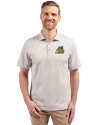 Bryant University Bulldogs Cutter & Buck Virtue Eco Pique Stripe Recycled Mens Polo Polished Medium Gray Front Thumbnail Image