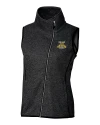 View image 3: North Carolina A&T Aggies Cutter & Buck Mainsail Sweater-Knit Womens Full Zip Asymmetrical Vest Charcoal Heather Mannequin