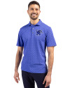 Memphis Tigers Cutter & Buck Virtue Eco Pique Tile Print Recycled Mens Polo Chelan Blue Front Thumbnail Image