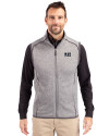 Jackson State Tigers Cutter & Buck Mainsail Sweater-Knit Mens Big and Tall Full Zip Vest Polished Heather Front Thumbnail Image