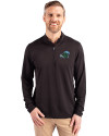 Tulane Green Wave Cutter & Buck Virtue Eco Pique Recycled Quarter Zip Mens Pullover Black Front Thumbnail Image