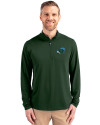 Tulane Green Wave Cutter & Buck Virtue Eco Pique Recycled Quarter Zip Mens Pullover Hunter Green Front Thumbnail Image