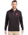 NC State Wolfpack Cutter & Buck Adapt Eco Knit Stretch Recycled Mens Big and Tall Quarter Zip Pullover Black Front Thumbnail Image