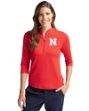 Nebraska Cornhuskers Cutter & Buck Virtue Eco Pique Recycled Half Zip Pullover Womens Hoodie Red Front Thumbnail Image