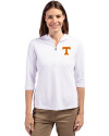 Tennessee Volunteers Cutter & Buck Virtue Eco Pique Recycled Half Zip Pullover Womens Hoodie White Front Thumbnail Image