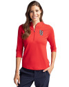 St Johns Red Storm Cutter & Buck Virtue Eco Pique Recycled Half Zip Pullover Womens Hoodie Red Front Thumbnail Image