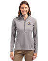 Virginia Cavaliers Cutter & Buck Adapt Eco Knit Stretch Recycled Womens Half Zip Pullover Polished Medium Gray Front Thumbnail Image