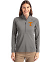 Tennessee Volunteers Cutter & Buck Adapt Eco Knit Stretch Recycled Womens Half Zip Pullover Elemental Grey Front Thumbnail Image