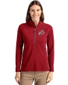Utah Utes Cutter & Buck Adapt Eco Knit Stretch Recycled Womens Half Zip Pullover Cardinal Red Front Thumbnail Image