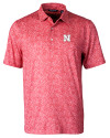 Nebraska Cornhuskers Cutter & Buck Pike Constellation Print Stretch Mens Polo Red Mannequin Thumbnail Image