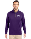 TCU Horned Frogs Cutter & Buck Adapt Eco Knit Stretch Recycled Mens Quarter Zip Pullover College Purple Front Thumbnail Image
