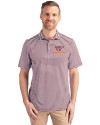 Virginia Tech Hokies Cutter & Buck Virtue Eco Pique Stripe Recycled Mens Polo Bordeaux Front Thumbnail Image