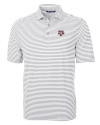 Texas A&M Aggies Cutter & Buck Virtue Eco Pique Stripe Recycled Mens Polo Polished Medium Gray Mannequin Thumbnail Image