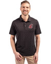 Washington State Cougars Cutter & Buck Virtue Eco Pique Tile Print Recycled Mens Polo Black Front Thumbnail Image