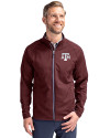 Texas A&M Aggies Cutter & Buck Adapt Eco Knit Hybrid Recycled Mens Full Zip Jacket Bordeaux Front Thumbnail Image