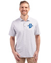 Indiana State Sycamores Cutter & Buck Virtue Eco Pique Botanical Print Recycled Mens Polo Polished Medium Gray Front Thumbnail Image