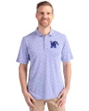 Memphis Tigers Cutter & Buck Virtue Eco Pique Botanical Print Recycled Mens Polo Chelan Blue Front Thumbnail Image