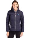 Jackson State Tigers Cutter & Buck Rainier PrimaLoft®  Womens Eco Insulated Full Zip Puffer Jacket Dark Navy/Silver Front Thumbnail Image