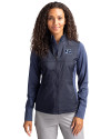Jackson State Tigers Cutter & Buck Stealth Hybrid Quilted Womens Full Zip Windbreaker Jacket Liberty Navy Front Thumbnail Image