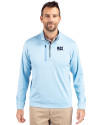 Jackson State Tigers Cutter & Buck Stealth Heathered Quarter Zip Mens Pullover Atlas Light Blue Front Thumbnail Image