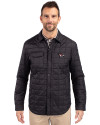 North Carolina Central Eagles Cutter & Buck Rainier PrimaLoft® Mens Eco Insulated Quilted Shirt Jacket Black Front Thumbnail Image